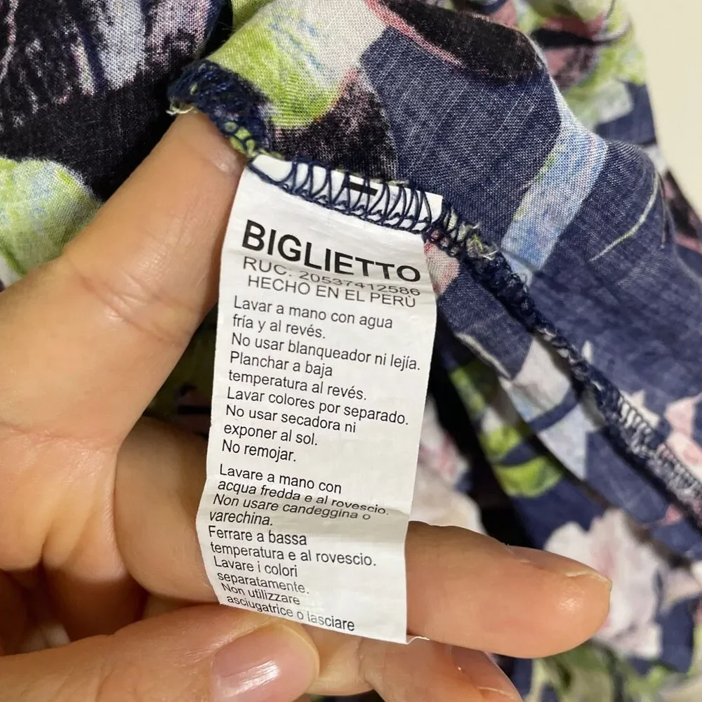 Biglietto Women's Navy Blue Floral Strappy Maxi Dress Small Boho Beach Sundress